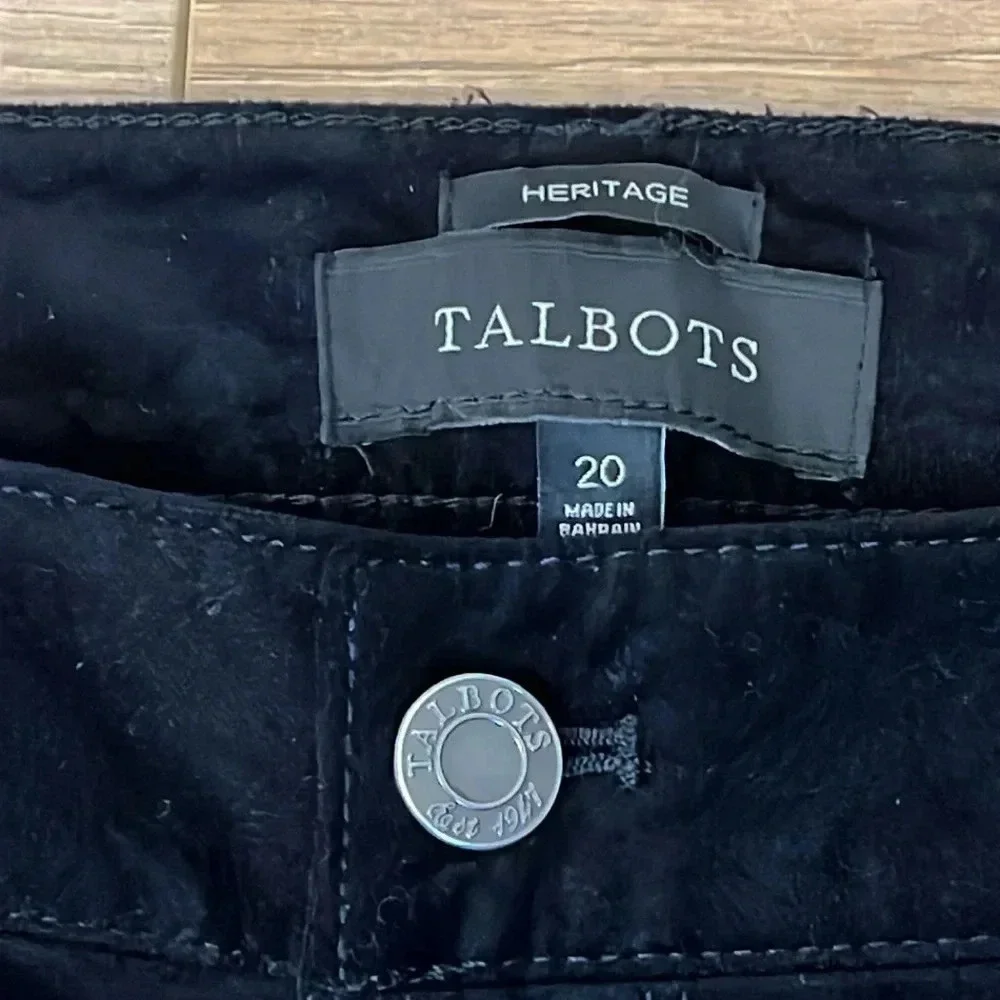 Talbots | Heritage black velvet straight leg pants Women’s size 20 soft - Picture 2 of 6